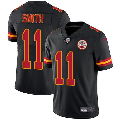 Nike Chiefs #11 Alex Smith Black Men's Stitched NFL Limited Rush Jersey